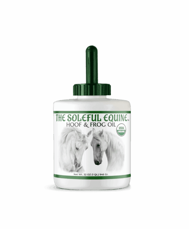 A bottle of horse oil on a black background