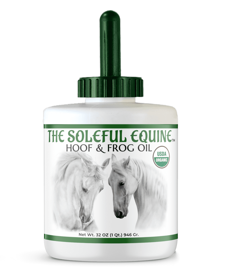 A bottle of the soleful equine hoof and frog oil.